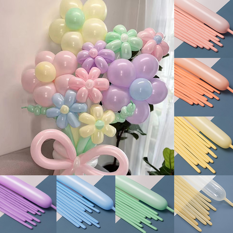 100 thickened small taiko 260 magic children Decorative Cartoon Toy Macaron Strip Balloon Styling Bouquet-Taobao