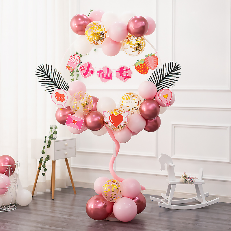 Birthday Birthday Decoration Table Floating Balloon Column Children Baby Outdoor Party Floor Bracket Scene Placement Girl