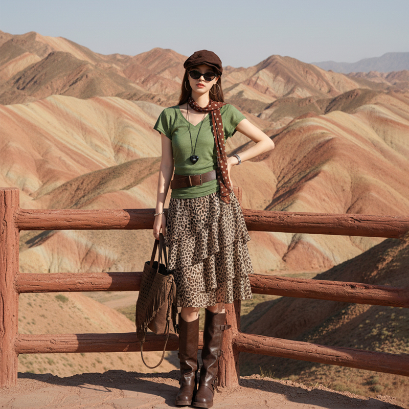 Xinjiang Northwest Travel Outfit Desert Wasteland Style Dress 2026 Qinghai-Gansu-Tibet Summer Suit Women's Clothing