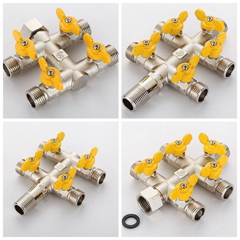 Close the washing machine head 4 copper valve four or five - way water fraction six - way boiler pipe joint divert