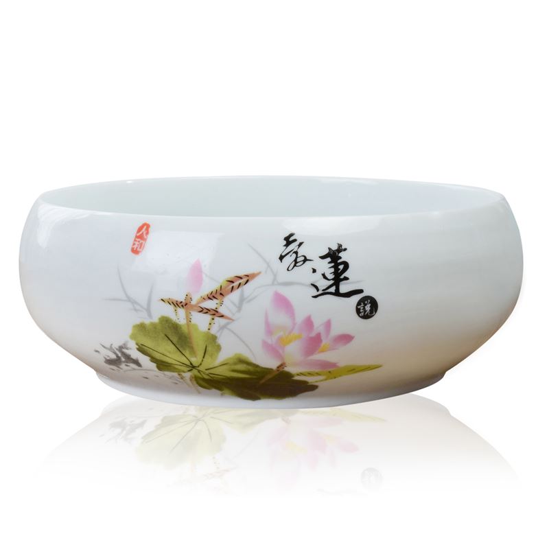 Flowerpot ceramic 20 cm copper grass flower POTS refers to basin water lily bowl lotus without hole water raise hydroponic meat more large money
