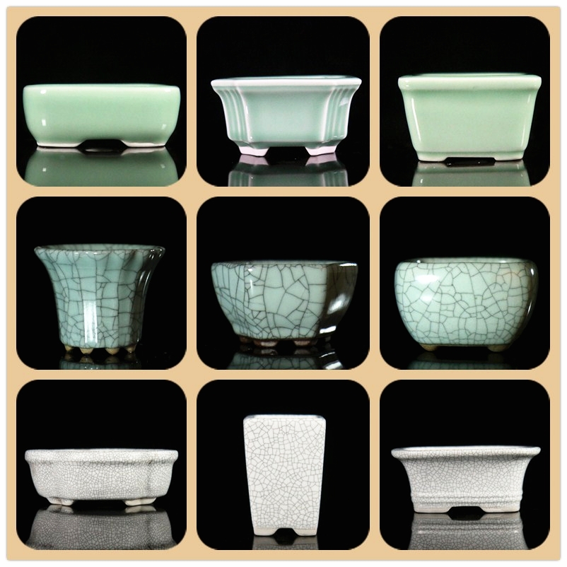 The Mini ice crack pot thumb green China bonsai small - bore move classical meaty plant POTS calamus by hand