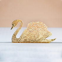 Lis bookmaker Swan bookmark gift plated 18K gold exquisite metal brass hollow creative bookmark Classical Chinese style exquisite bookmark custom custom cultural and creative small gift