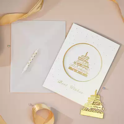 (Can be lettering) creative birthday card bookmarks greeting card high-end three-dimensional greeting card staff birthday card DIY birthday card customization