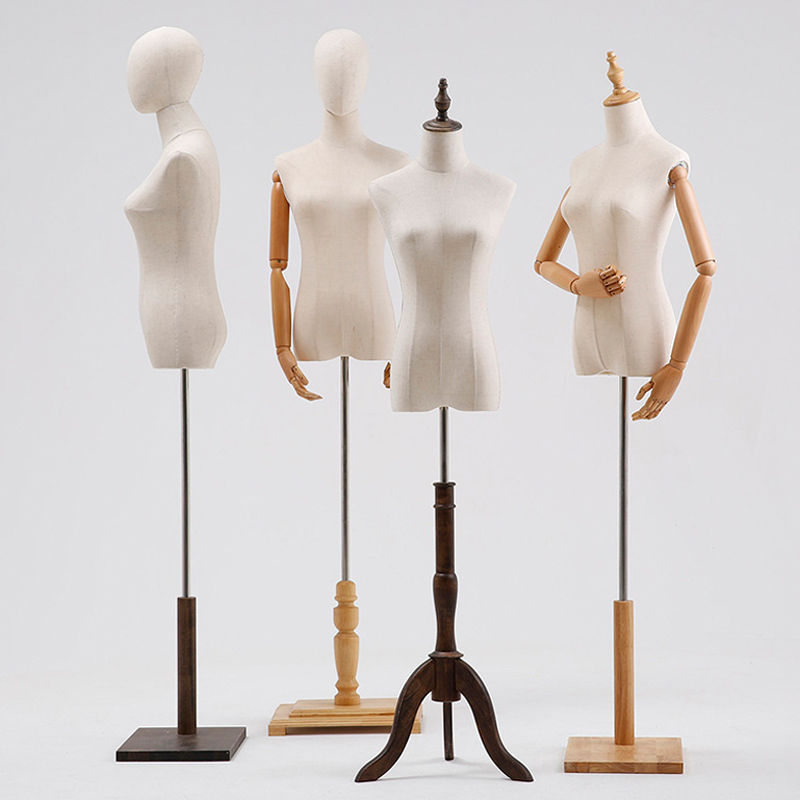 Clothing Store Model Props Female Half-Body Fitting Mannequin Full-Body Wooden Display Stand Human Body Clothing Stand