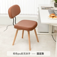 Коричневая искусственная кожа без подлокотников, ножки из цельного дерева, невращающиеся