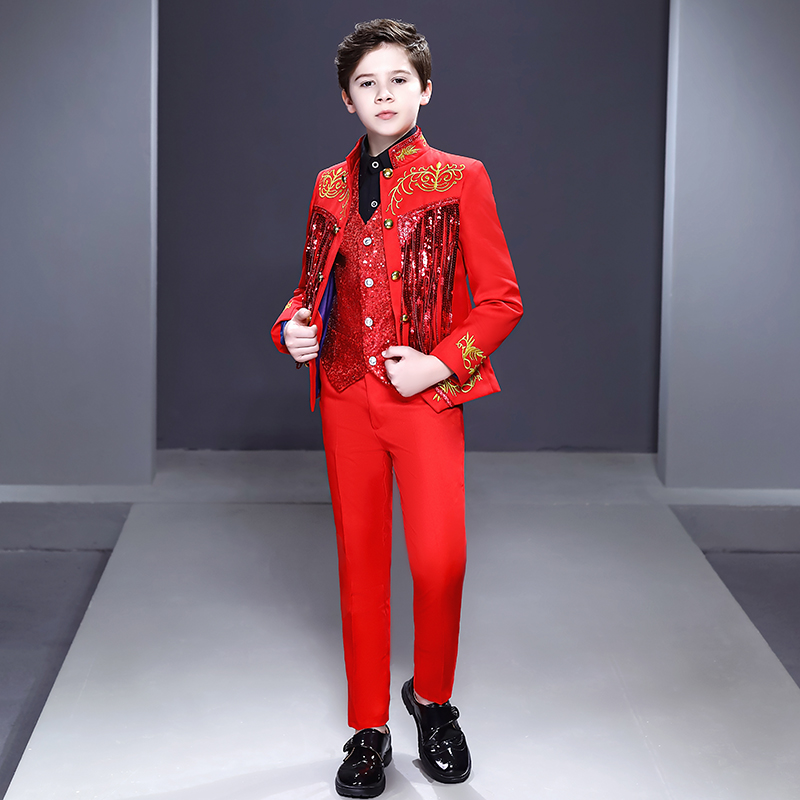 Boys suits, children's dresses, handsome British flower girl suits, middle-aged children's piano performance costumes, host