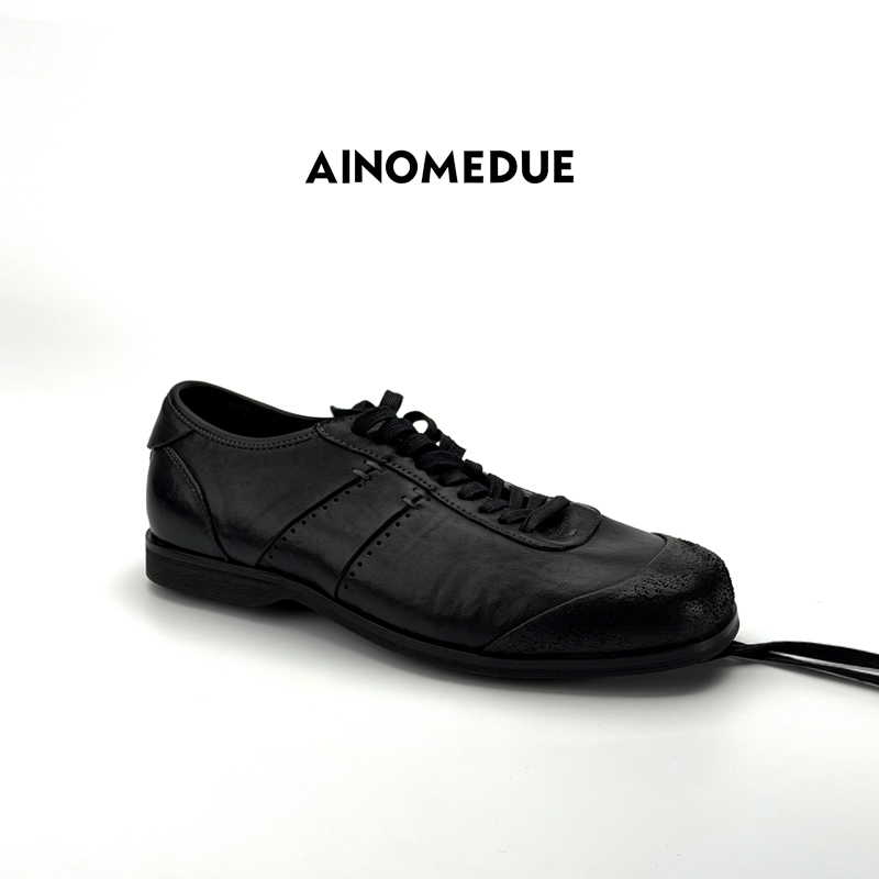 【Ainomedue】Men's Handmade Washed Vintage Casual Versatile Square-Toe Calfskin Boxing Training Shoes 【Ainomedue】Men's Handmade Washed Vintage Casual Versatile Square-Toe Calfskin Boxing Training Shoes