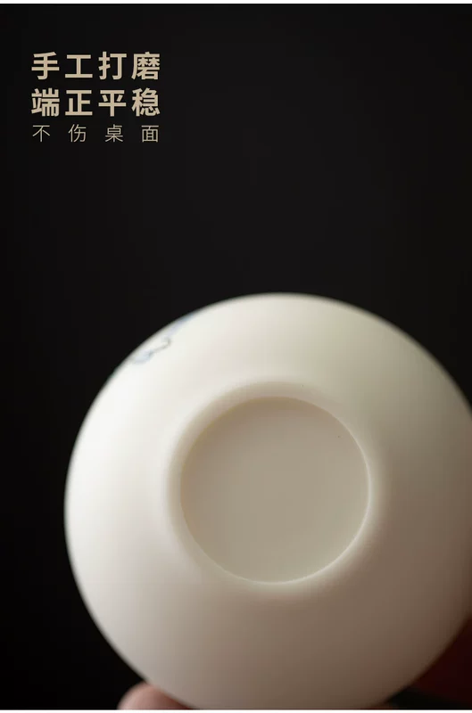Sân nhỏ gặp sứ trắng Đức Hóa cao cấp Bộ trà Kung Fu Master Cup đơn vẽ tay thỏ trà Quà tặng năm con Thỏ chén sứ ăn cơm chén dĩa trắng