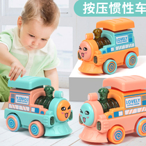 Childrens inertial car Baby pressing train Boys and girls Light music puzzle 1-3-6 years old toy car