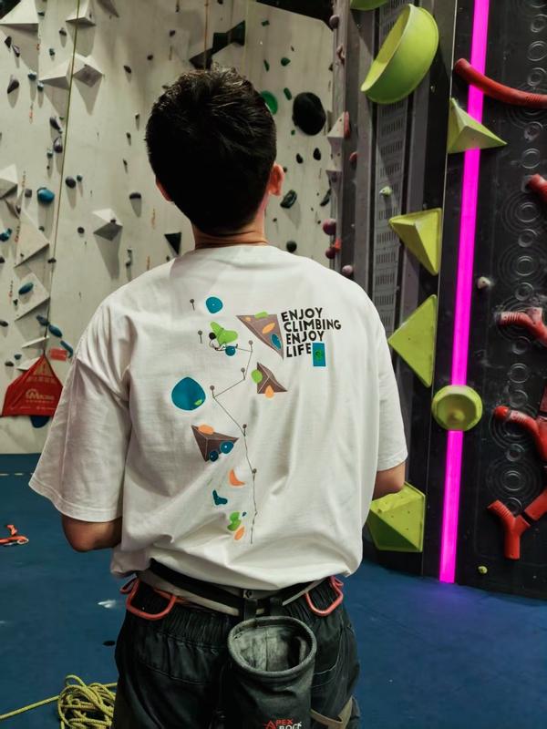 Climbing Pioneer, Rock Climbing Themed T-Shirt, Pure Cotton Drop Shoulder, Cute Logo on the Chest