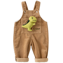 Baby Light Core Suede Back With Pants Spring Autumn Clothing Small Dinosaur Cartoon Children Casual Pants Conjoined Baby Girl With Great Pp Pants Tide