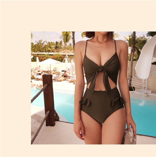 Bikini thu đông 2020 phiên bản hàn quốc màu đặc mới sexy áo tắm một mảnh khoét lưng hở ngực đẹp - Bikinis