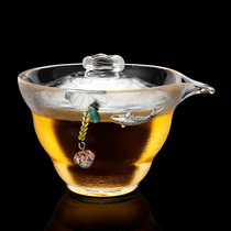 Longshan Hall Cover Bowl Glass Pure Hand Inlaid Silver Tea Cup Heat Resistant Three Only Cover Bowl Kongfu Tea With Home Tea Bowl