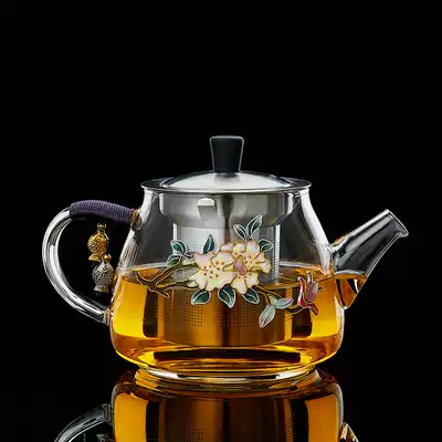 Longshantang bubble teapot glass stainless steel filter household small single net red cooking teapot tea cooker pure handmade