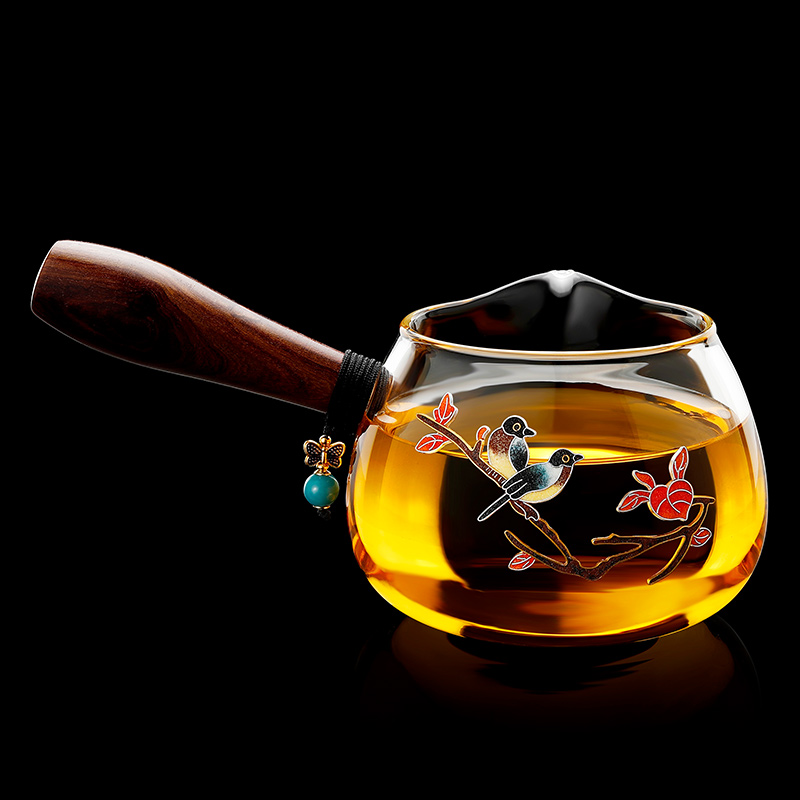 Longshan Hall side treat fair cup glass upscale Gongfu tea furniture accessories tea sea tea leakage integrated domestic tea-splitting machine