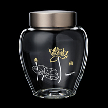 Longshan Hall Glass Tea Leaf Pot Transparent Storage Jar Kongfu Tea Furniture Accessories Chinese storage tank Home Seal tank