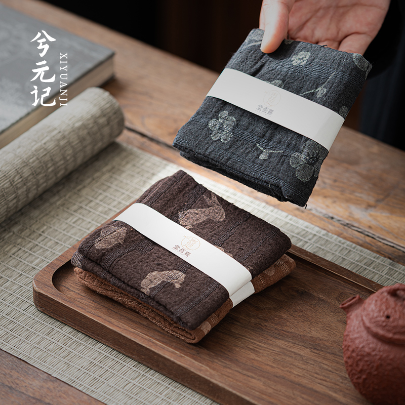 Xi Yuan Note Printed Square Cotton Linen Tea Towel Cloth Upscale Absorbent Tea Table Mat Dry Tea Mat Tea Art Tea Art Tea Ceremony-Taobao