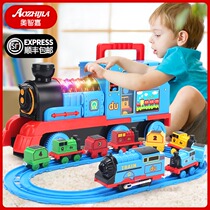 Simulation small train track set toy children Boy car alloy model baby puzzle 3 multifunctional 2 years old