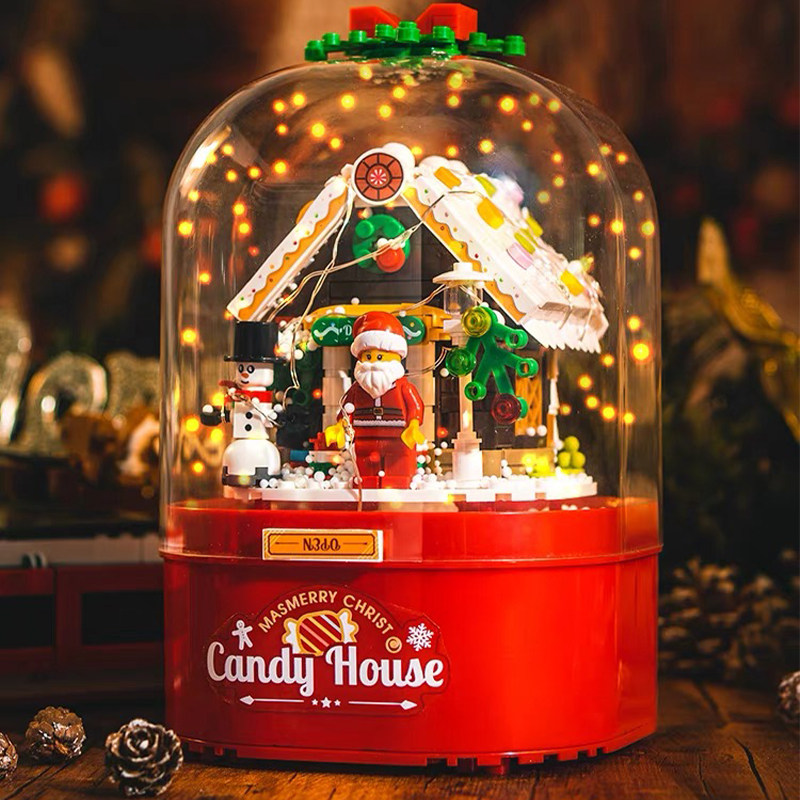 Building blocks Christmas Girls floating snow Eight-tone boxes Puzzle Assembling Toys Children Boy Christmas Tree Birthday Gifts