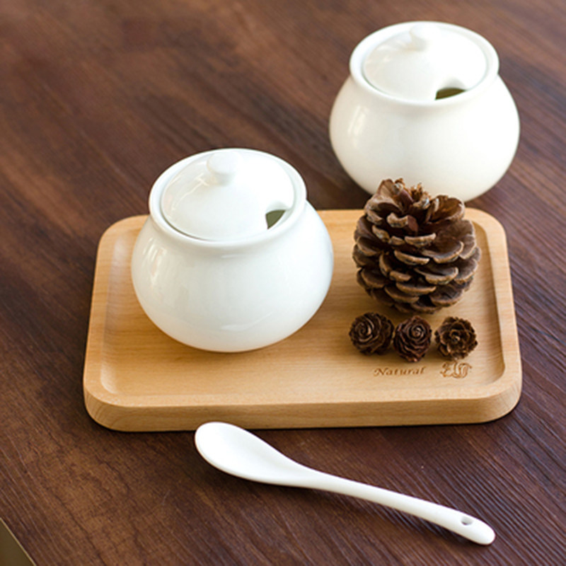 Ceramic jar Pure white porcelain round sugar jar with lid Coffee sugar block milk jar kitchen honey seasoning jar