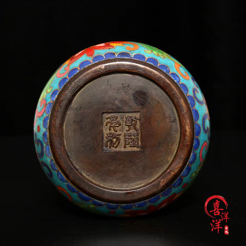 中国古玩 景泰藍 有線七宝 香合 唐物 銅胎掏絲琺瑯 小物入れ 七宝焼 (