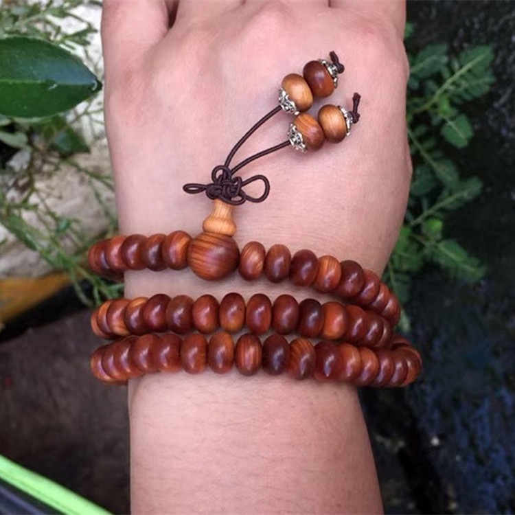 Pearl rice bead counting pan aged for Buddhist round pearl barrel cliff Berl black oil hand string 108 hands alchemy with high apple beads