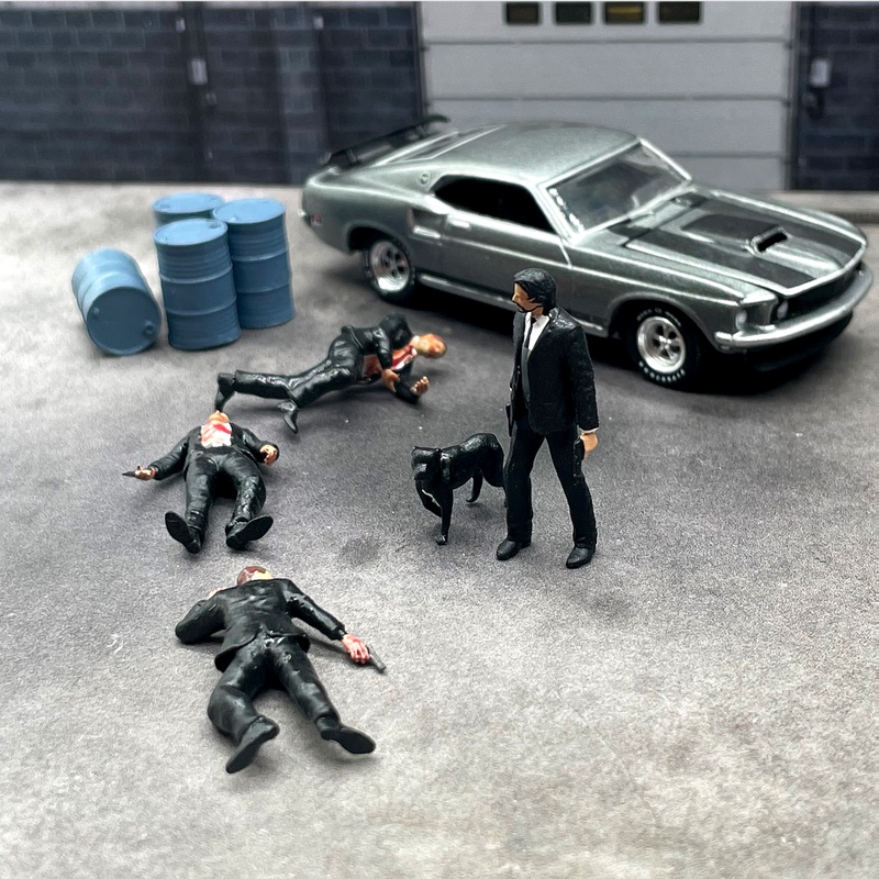 1/64 John Wick Fast and Furious John Wick and the Killer Oil Barrel Figure Model Car Model Ornament