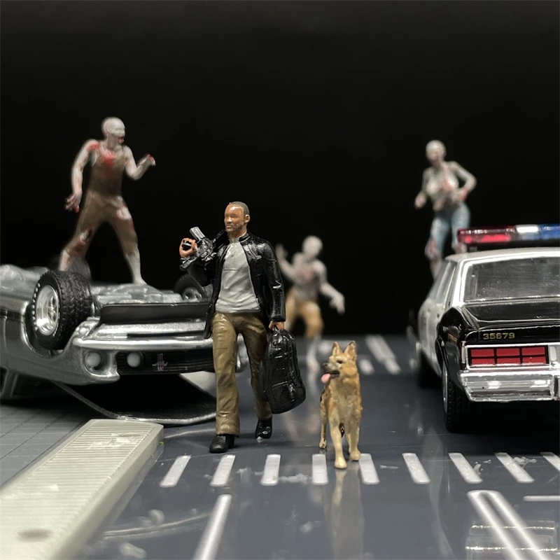 Classic 1/64 I Am Legend Will Smith and Zombies Figure Model Scene Doll Miniature Photography Prop