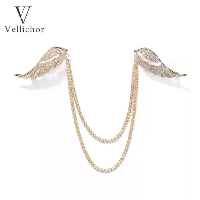 Vellichor smart tassel angel wings brooch women high-end suit accessories pin personalized shirt collar pin