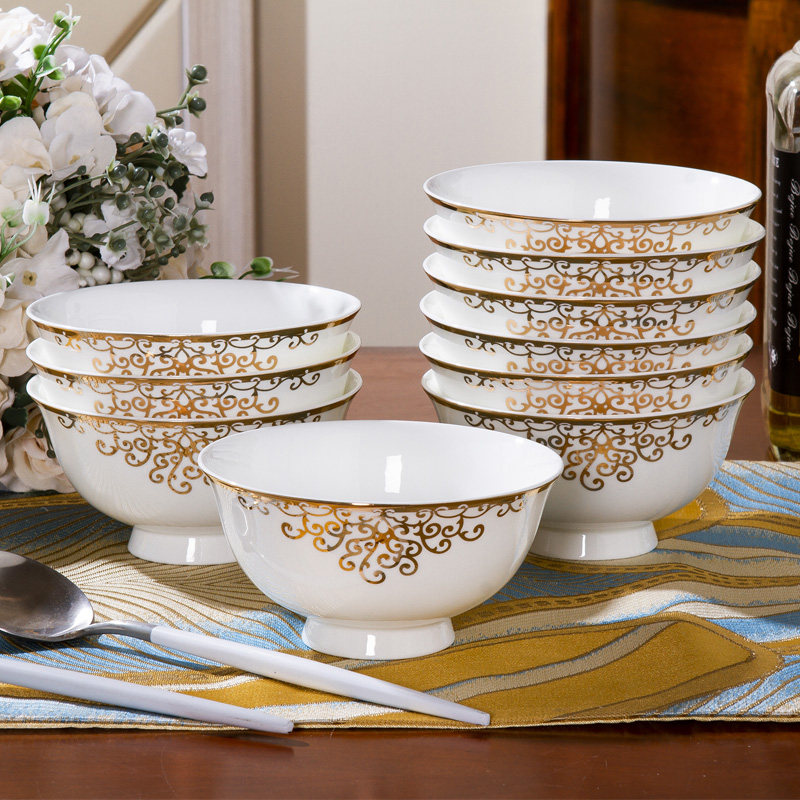 Jingdezhen Ceramic square rice bowls Home Creative European style 10 Fitted Bone Porcelain Tableware single dish Dish Suit Combination