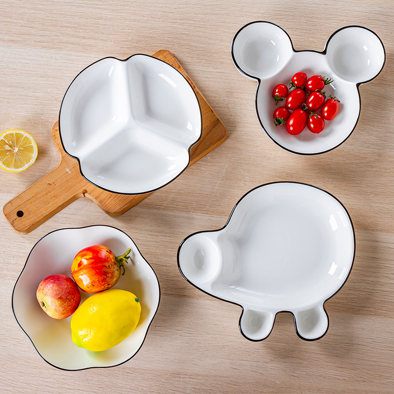 Ceramic cent eat dish home plate plate of creative move cartoon means separated dishes one children tableware