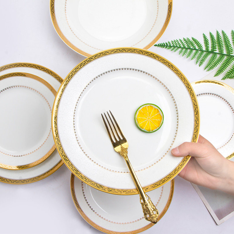 Jingdezhen Ceramic dishes Dishes Dishes Home dishes Ou-style minimalist Creative Bony Disc Bone China Porcelain Cutlery single