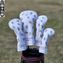 Black PG universal golf club cover club head cover ball head cap cover rabbit smiley wood club cover protective cover