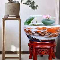 Household fish tank ornaments Koi tank bowl lotus tank large turtle bowl lotus water shallow fish pot