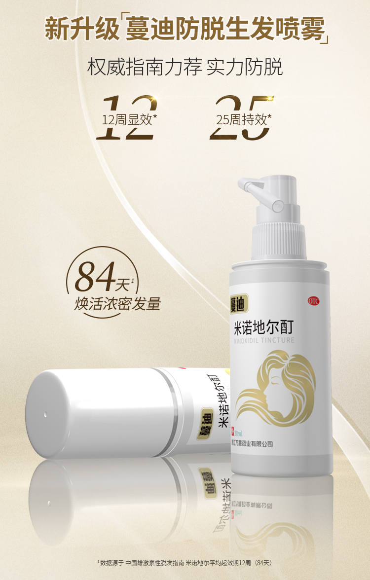 真有效的国药OTC 蔓迪 米诺地尔酊 女性防脱生发喷剂 30ml 图2