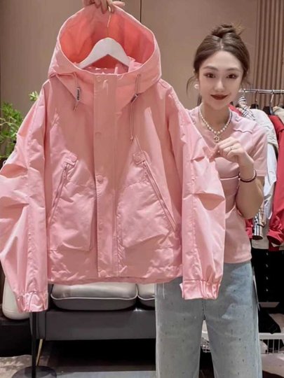 Европейская рабочая куртка-ветровка укороченная для женщин, весна-осень 2025, новая, с капюшоном, свободная, повседневная, универсальная