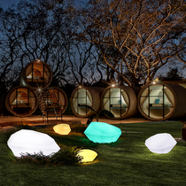 Outdoor luminous stone lamp Solar Courtyard Landscape Lamp Villa Garden Waterproof Creative Rhomboid Decorative lamp