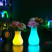 led bedroom living room with flower arrangement table lamp small night light hotel restaurant charging remote control table lamp decoration vase bed head lamp