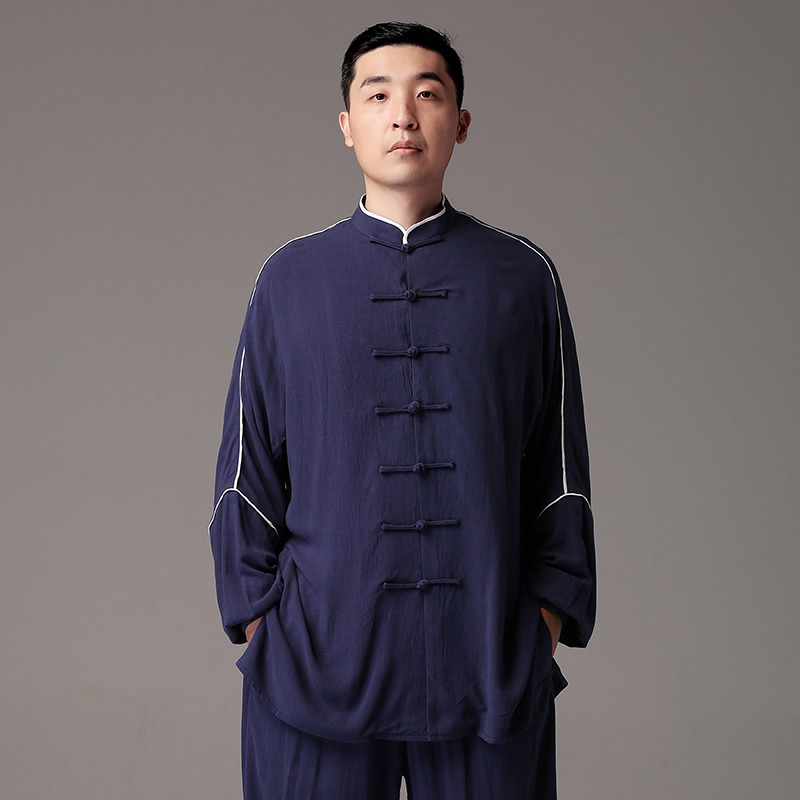 Gu Tang notes light and thin cotton numb Taiji clothes for men's spring and summer Fall women's taijiquan to perform the Chinese wind