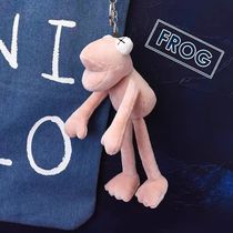 Net red ins small frog pendant female book bag hanging jewelry long leg frog key chain female cute plush doll Doll Doll