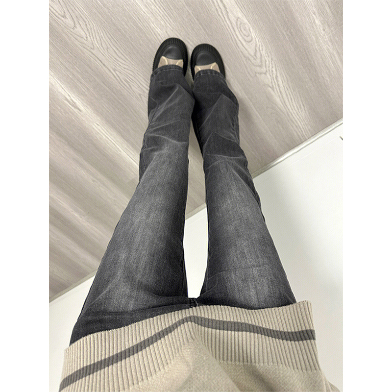 Popular 2025 American-Style Jeans for Women, Hot Girl Style, Leg-Lengthening Black Flared Pants, Bootcut Pants, Long Pants, Cropped Pants