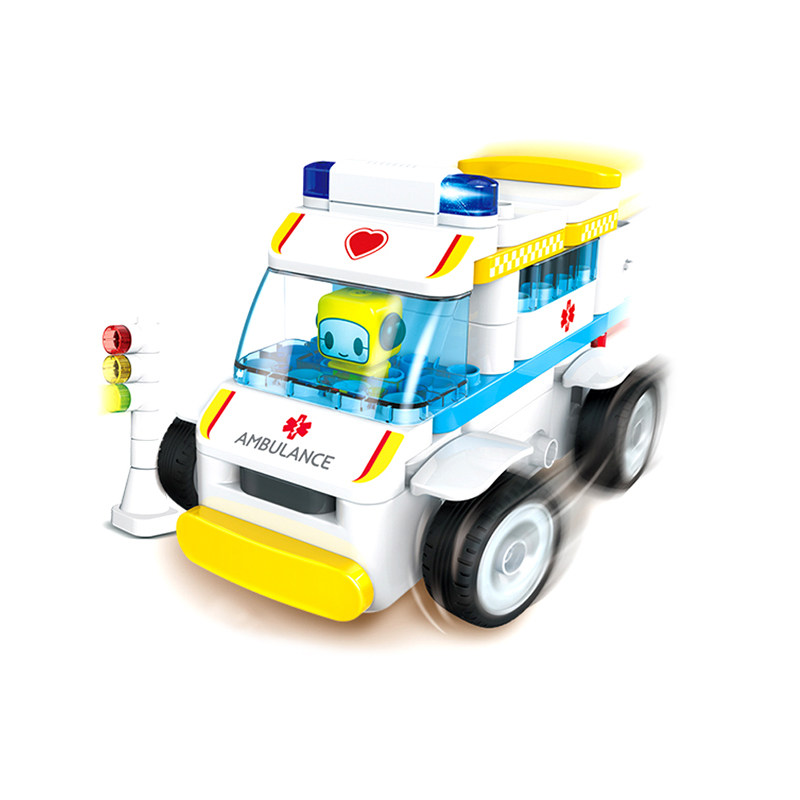 Variety Bruco 120 ambulance cocoa assembled Brook building block team children's toy building blocks large particles