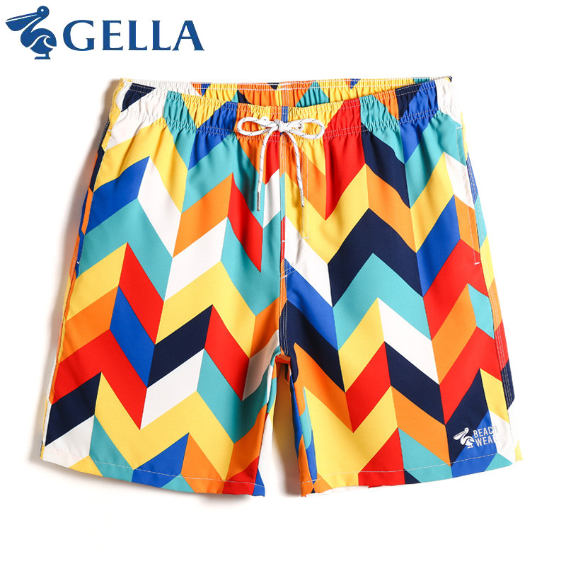 Seaside vacation five-point pants beach pants men's quick-drying can be launched into the water large size loose hot spring boxer swimming trunks tide
