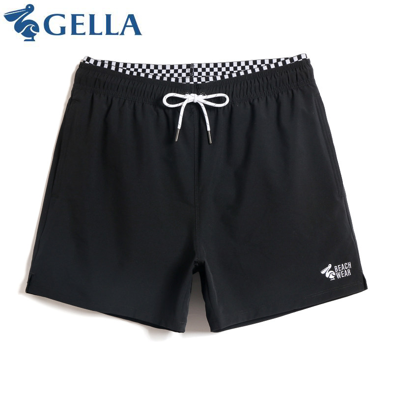 GELLA men's beach pants speed dry casual ins pure color 100 lap sports shorts Tide Card elastic double waist head casual shorts