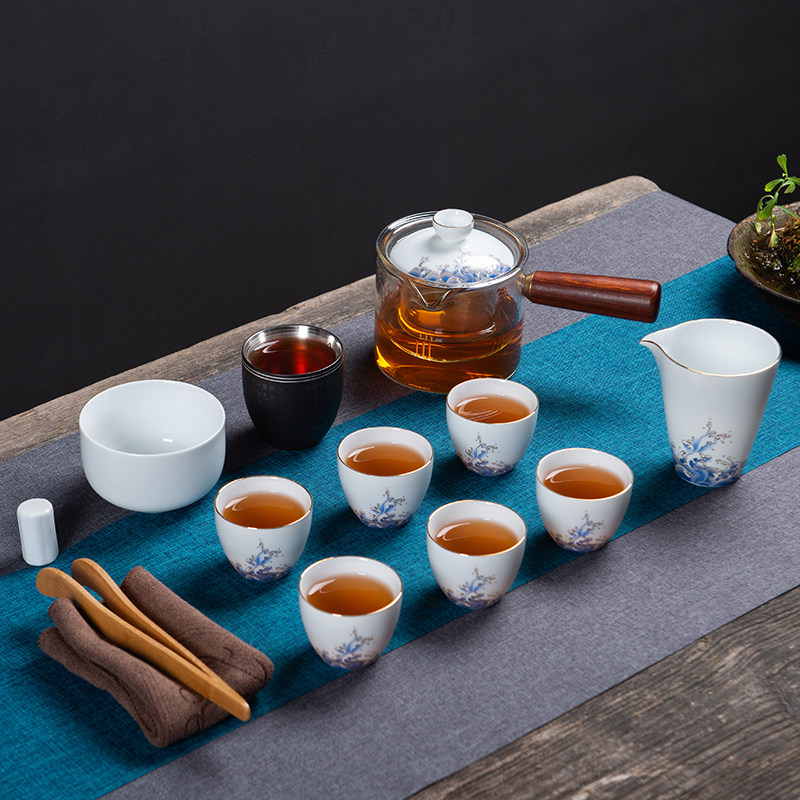 Durui Shi white porcelain kung fu tea set set household heat-resistant glass tea maker black tea Pu'er tea maker small tea cup