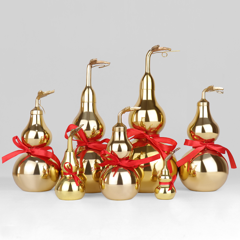 Copper hyacinth pendulum piece pure brass open lid hollow with leaf hyacinth home Chinese financial position Swing piece Gossip Gourd-Taobao