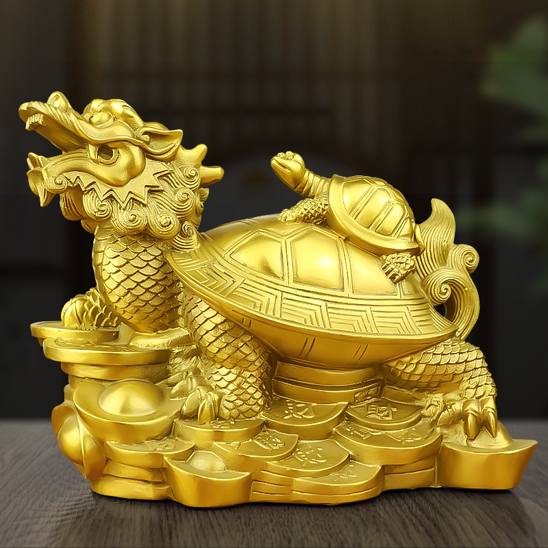 Bronze Mother-son Dragon Turtle Swing Piece Gossip Gossip Turtle's home Chinese five imperial money pendant decorated with financial position pendulum piece-Taobao