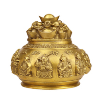 Nature Jia Chun Copper Five Road God of Wealth Cornucopia to gather living room wealth ornaments Chinese home decoration crafts