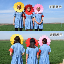 Sunflower headgear tricky supplies Funny face flowers Children dance party team Games opening ceremony admission props